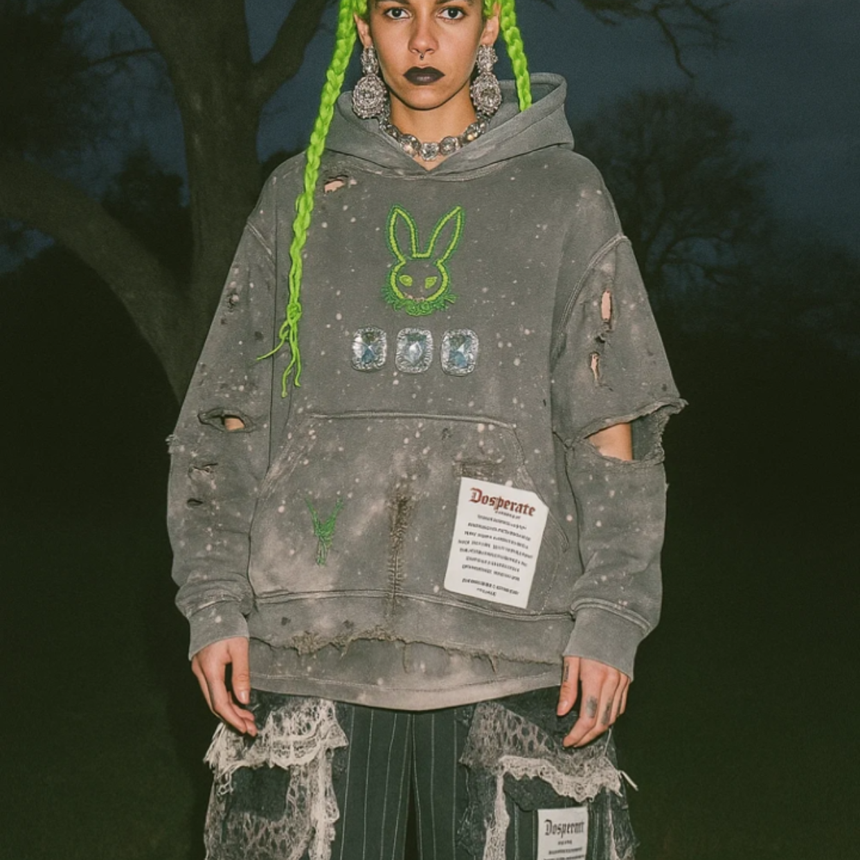 Distressed Ritual Lost Rabbit Hood