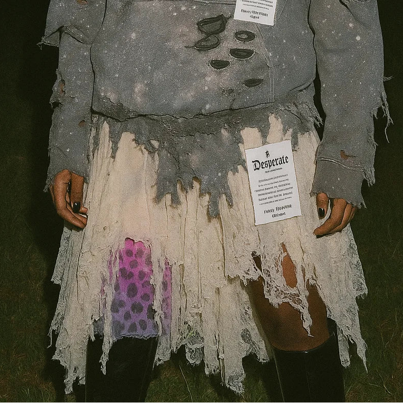 Deconstructed Multi-Layered Distressed Skirt