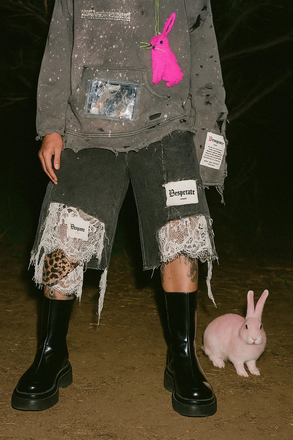 Limited Deconstructed Wide-Leg Denim Shorts