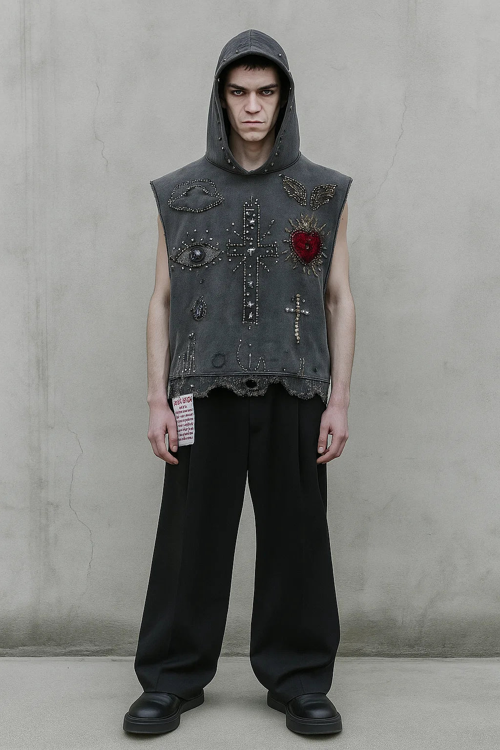 Grey Sleeveless Ritual Hood