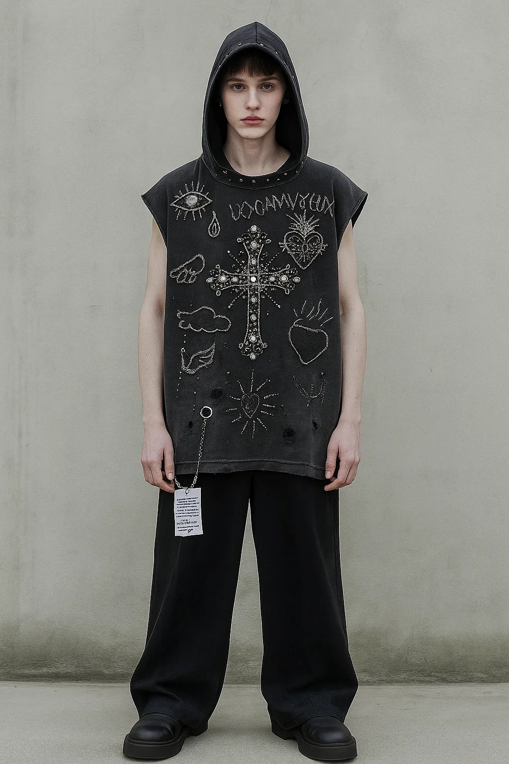 Grey Sleeveless Ritual Hood